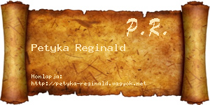 Petyka Reginald névjegykártya